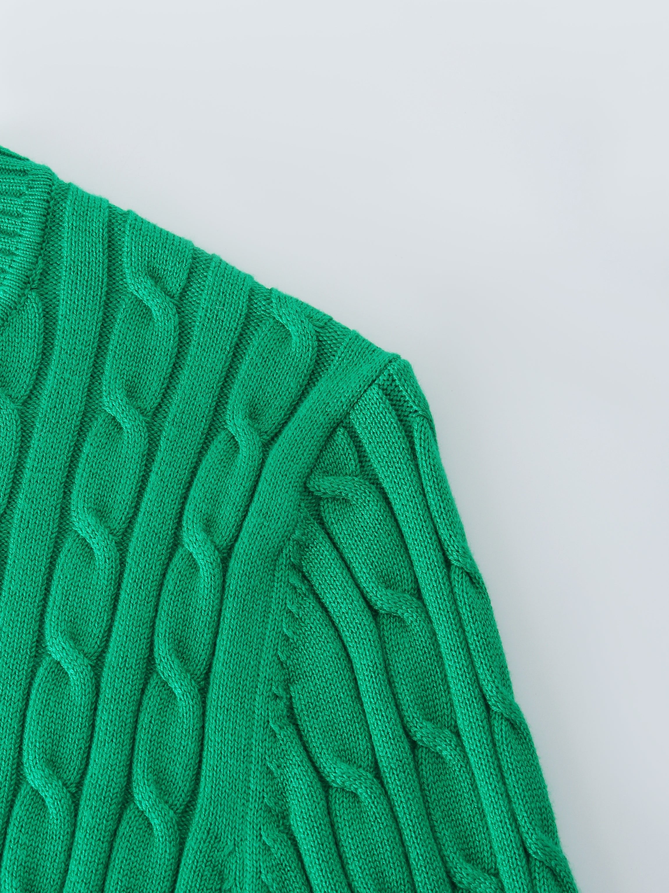 Knit Cable Sweater-Kelly Green