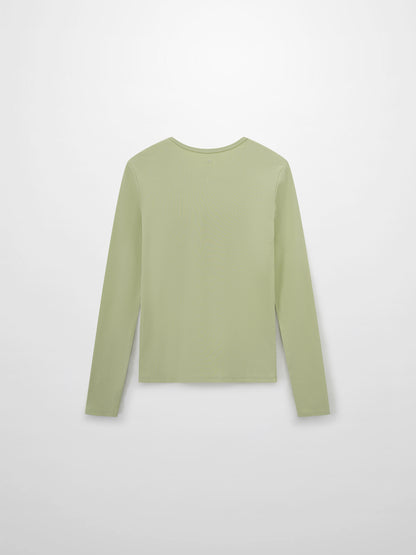 Soft Ribbed High V Tee-Muted Lime