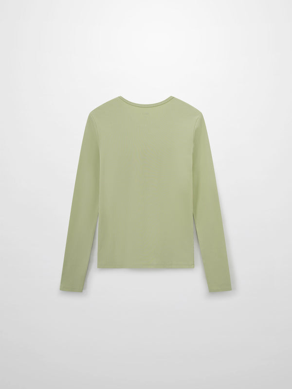 Soft Ribbed High V Tee-Muted Lime