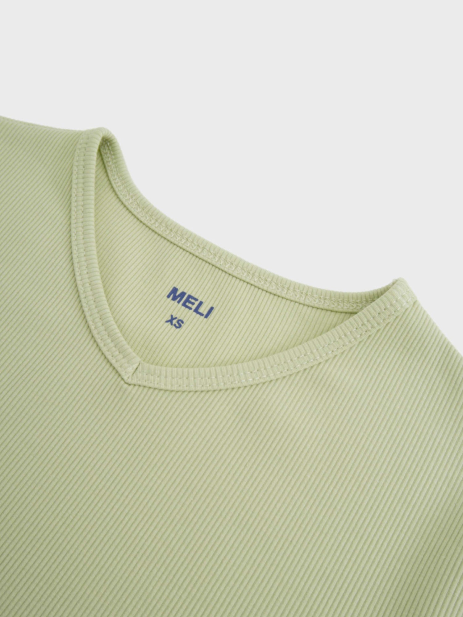 Soft Ribbed High V Tee-Muted Lime