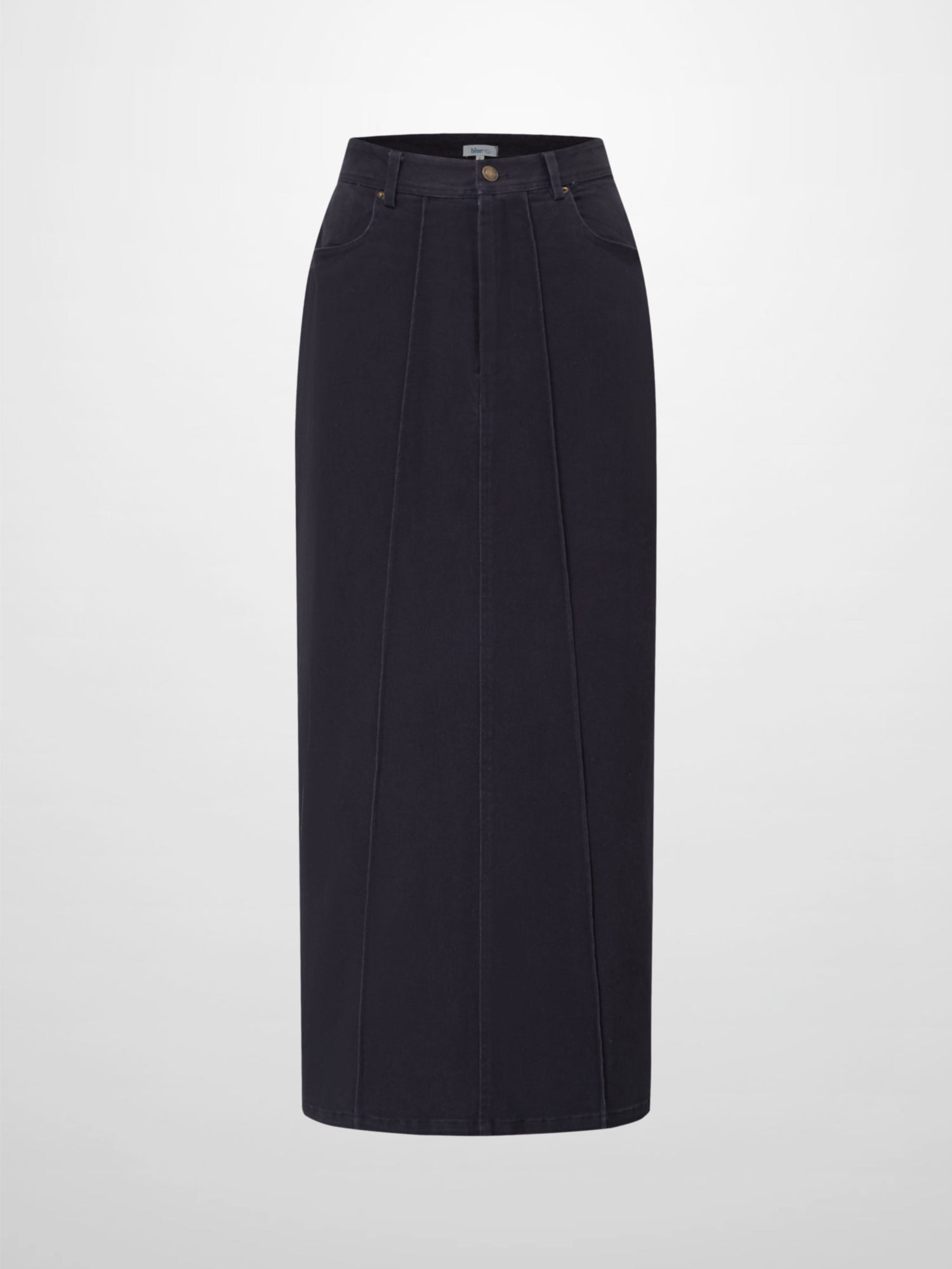 Side Seamed Twill Skirt-Navy