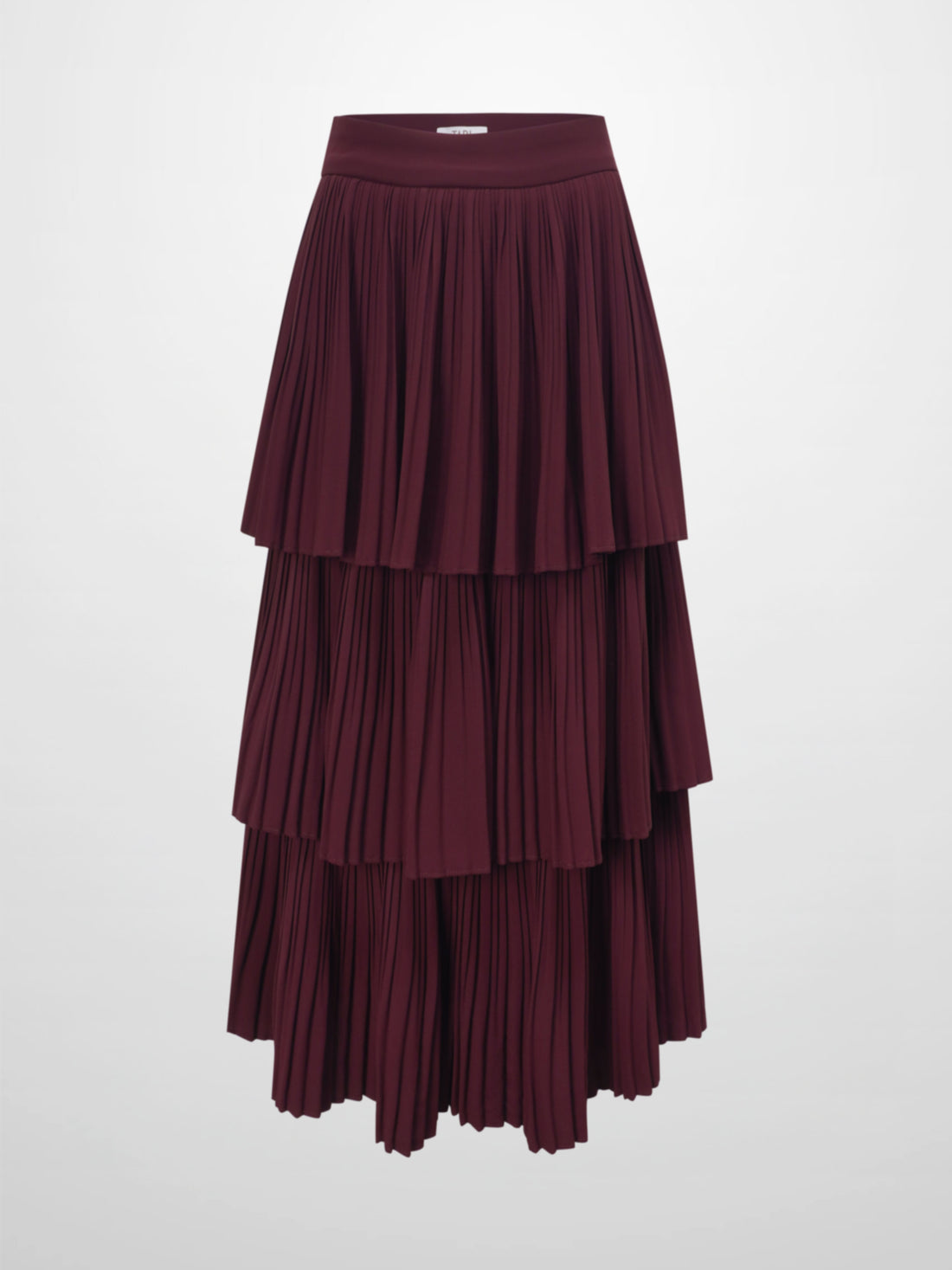 Pleated Layer Skirt 37&quot;-Burgundy