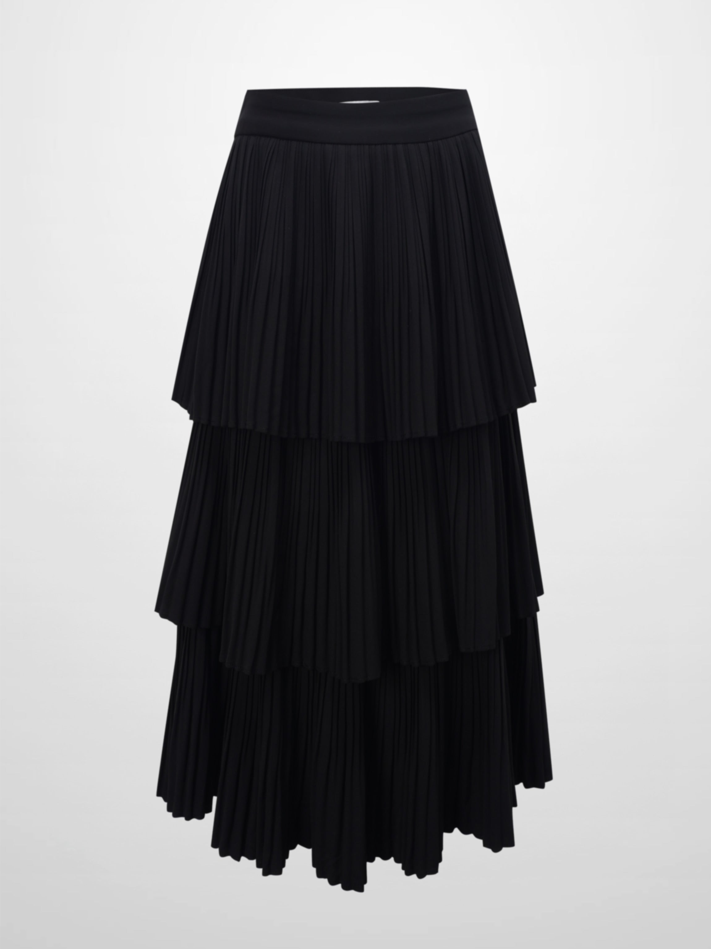 Pleated Layer Skirt 37&quot;-Black