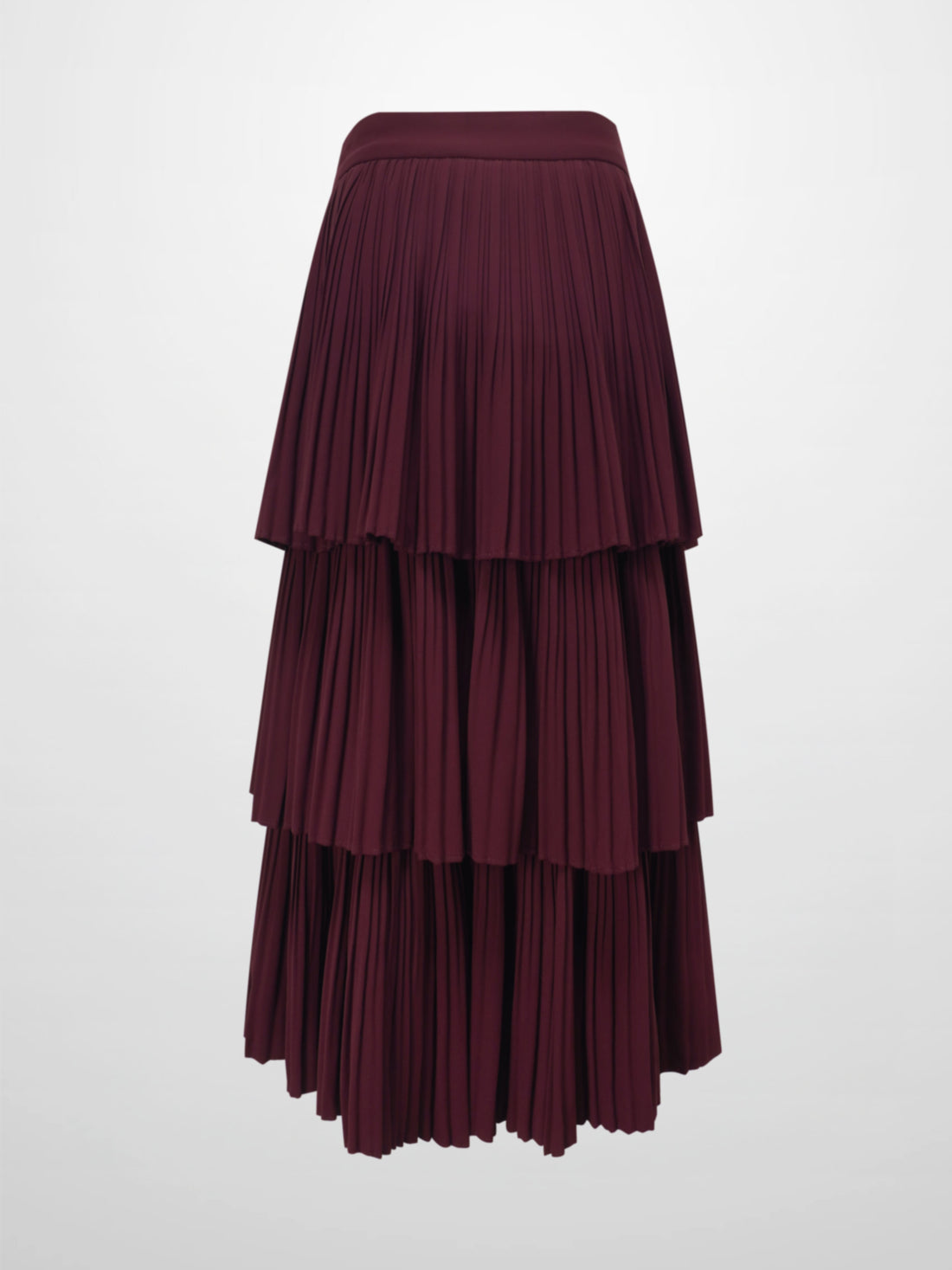 Pleated Layer Skirt 37&quot;-Burgundy