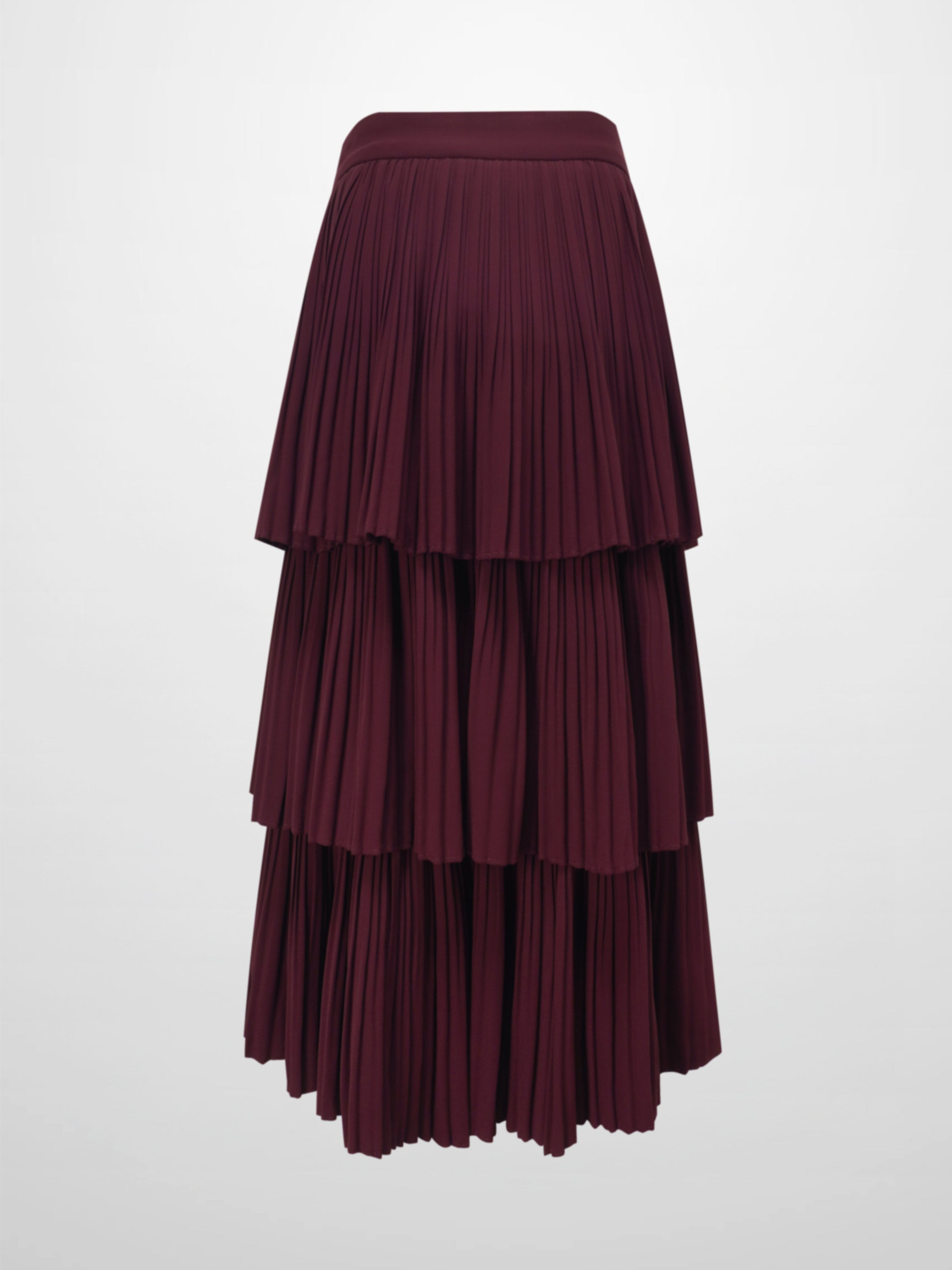 Pleated Layer Skirt 37&quot;-Burgundy