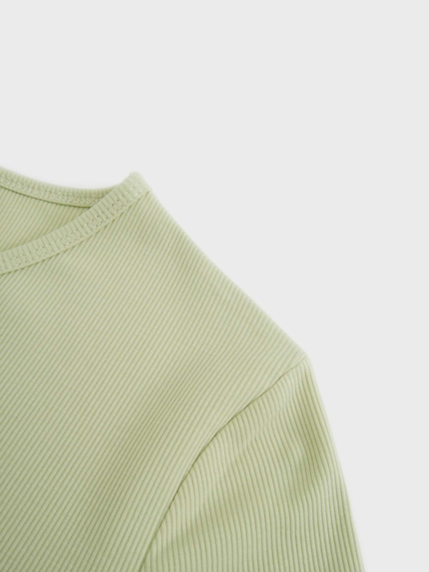 Soft Ribbed High V Tee-Muted Lime