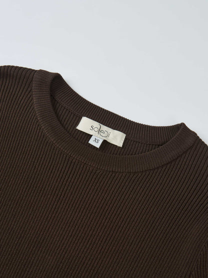 Ruffle Cuff Sweater - Brown