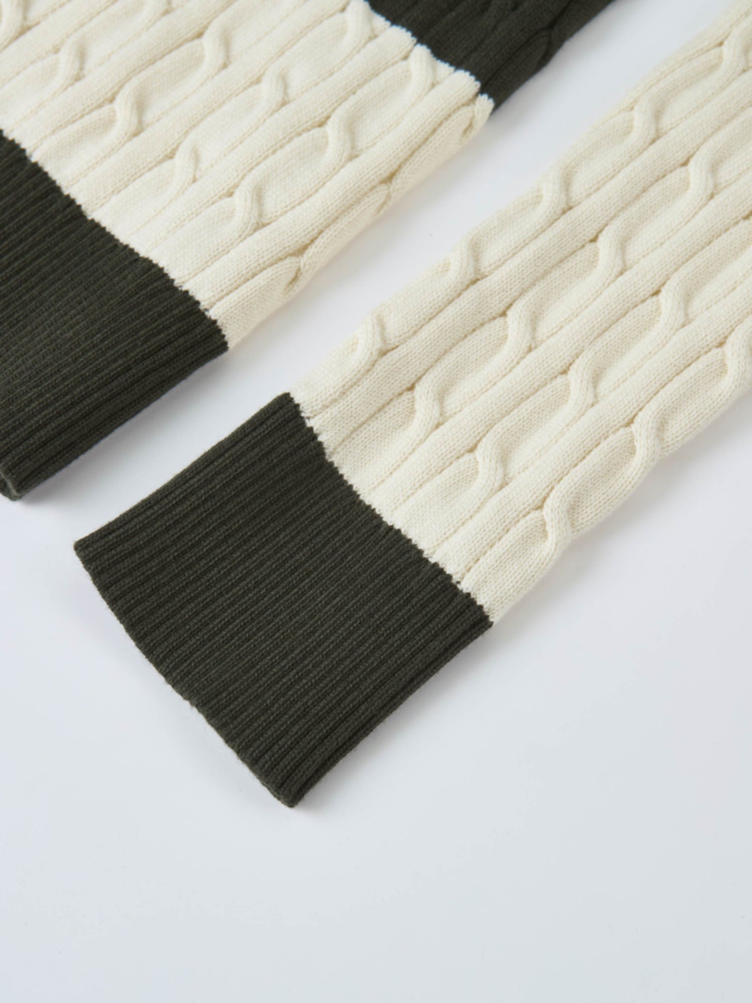 Wide Stripe Cable Knit Sweater - Green/Cream