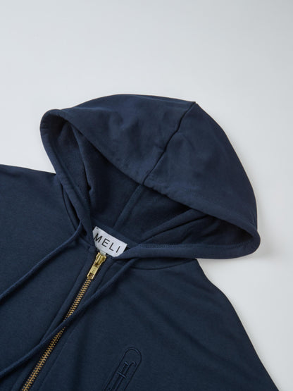 Lightweight Zip Up Hoodie - Navy