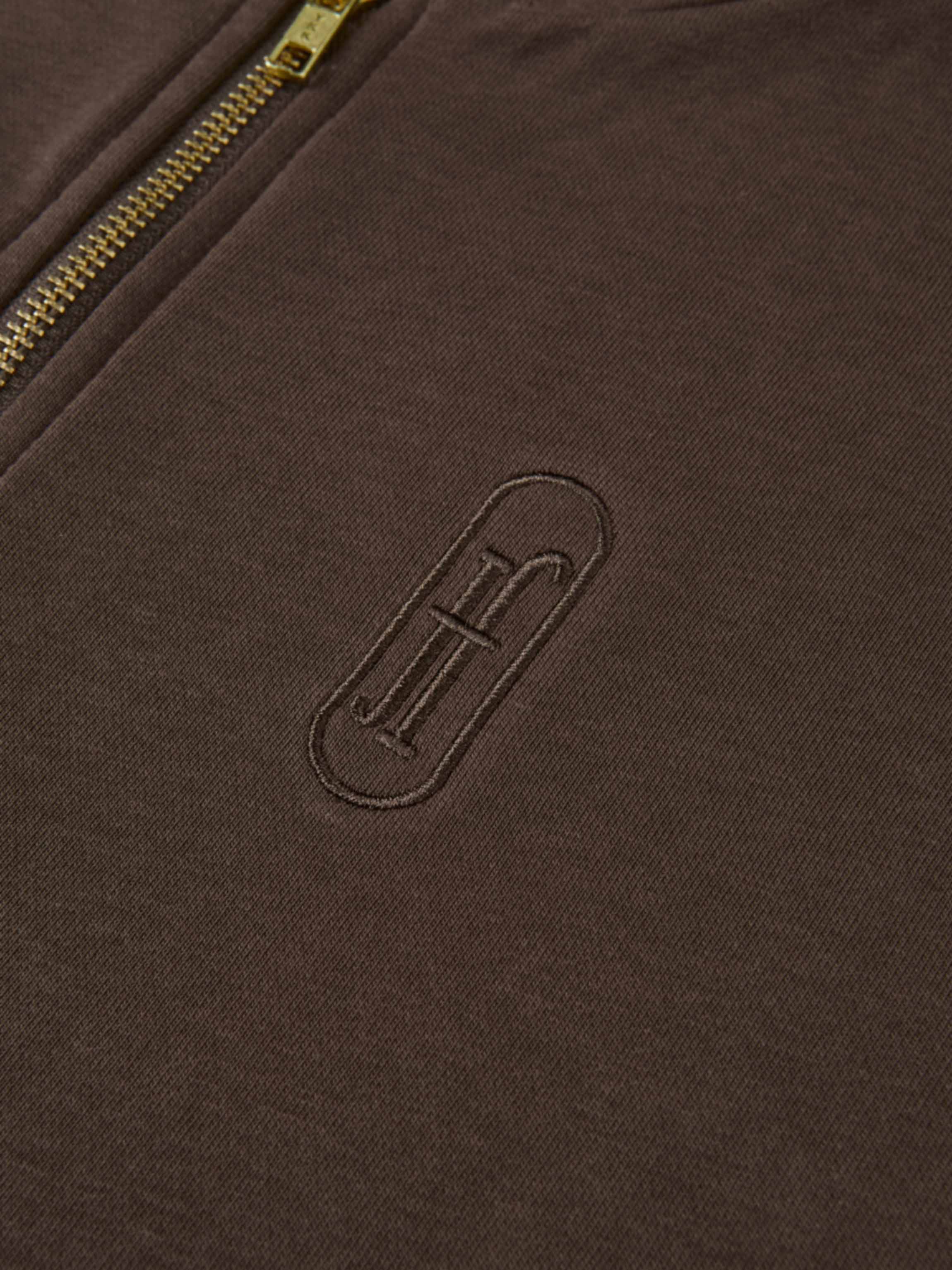 Lightweight Zip Up Hoodie - Brown