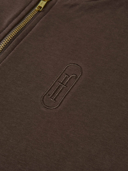 Lightweight Zip Up Hoodie - Brown