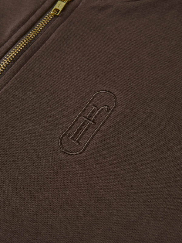 Lightweight Zip Up Hoodie - Brown