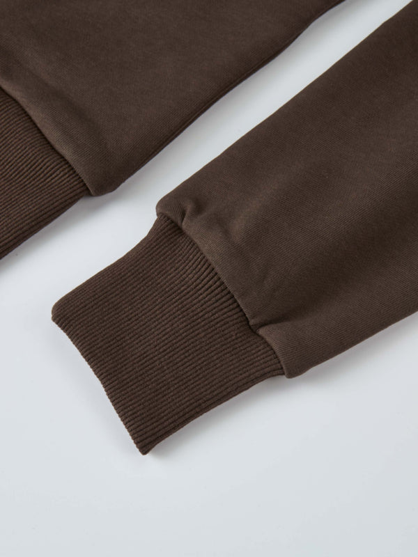 Lightweight Zip Up Hoodie - Brown