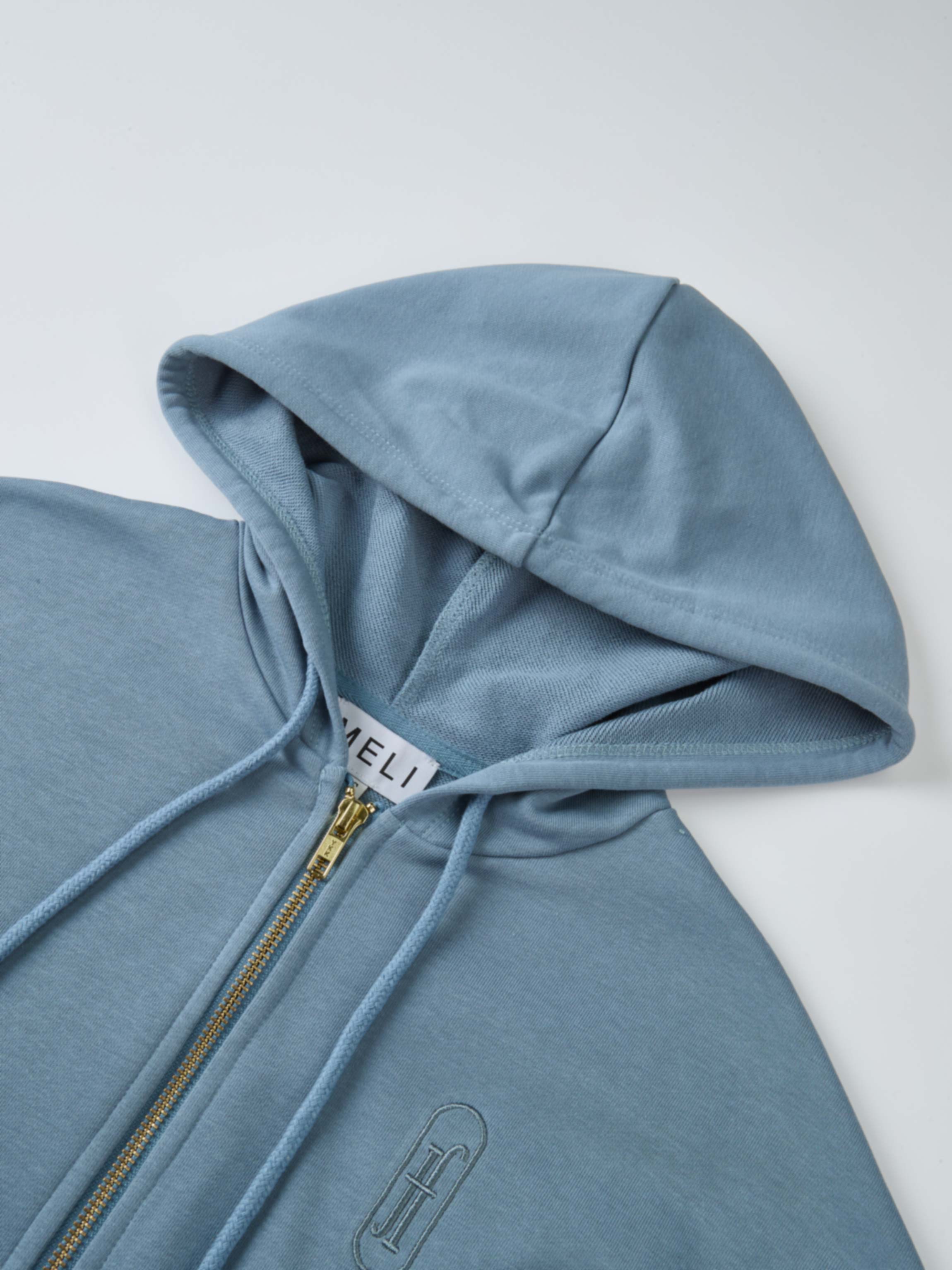 Lightweight Zip Up Hoodie - Denim Blue