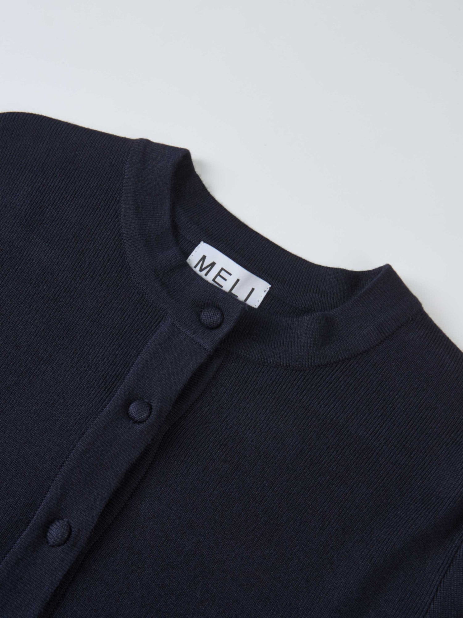 Basic Crew Knit Cardigan 17"- Navy