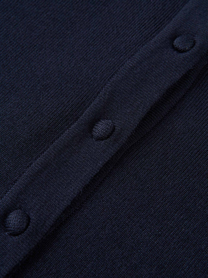 Basic Crew Knit Cardigan 17"- Navy