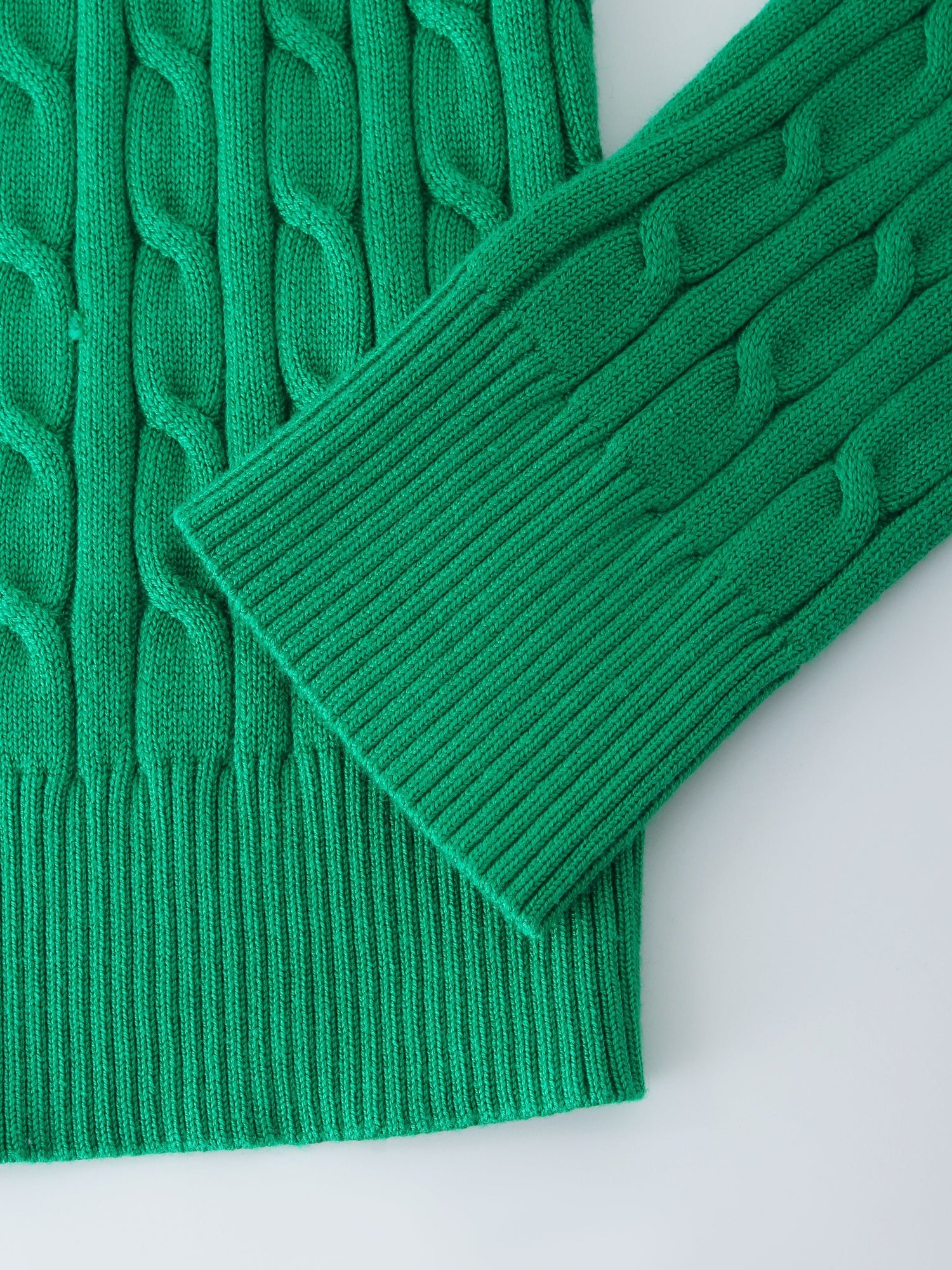 Knit Cable Sweater-Kelly Green