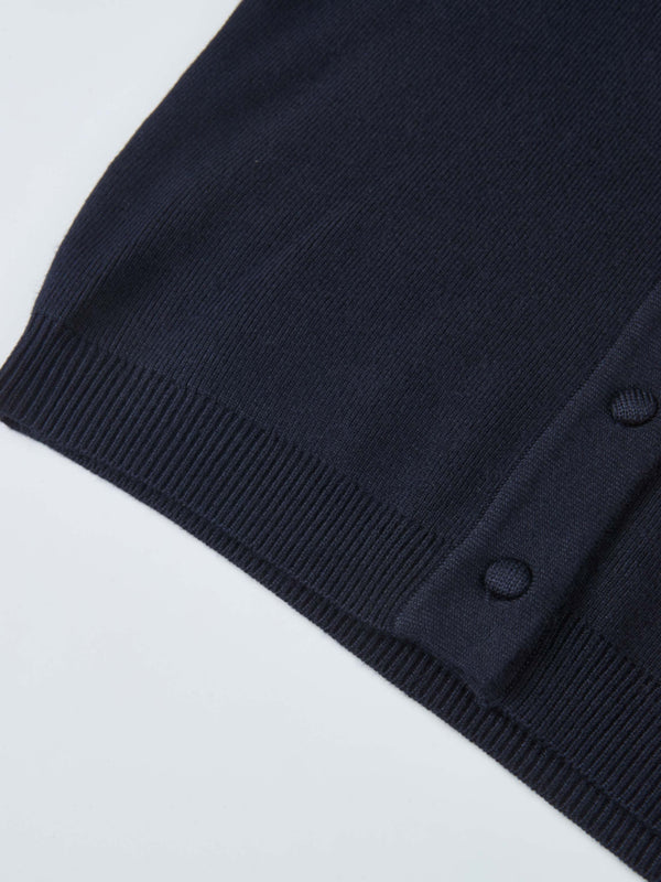 Basic Crew Knit Cardigan 17"- Navy