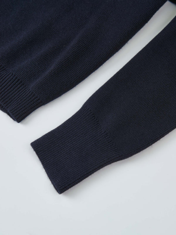 Basic Crew Knit Cardigan 17"- Navy
