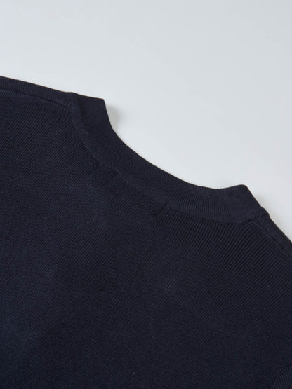 Basic Crew Knit Cardigan 17"- Navy