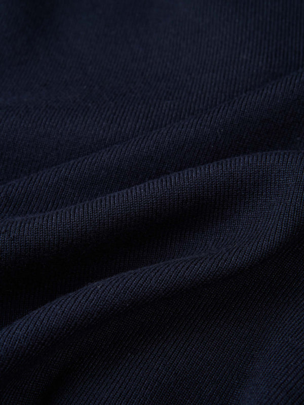 Basic Crew Knit Cardigan 17"- Navy