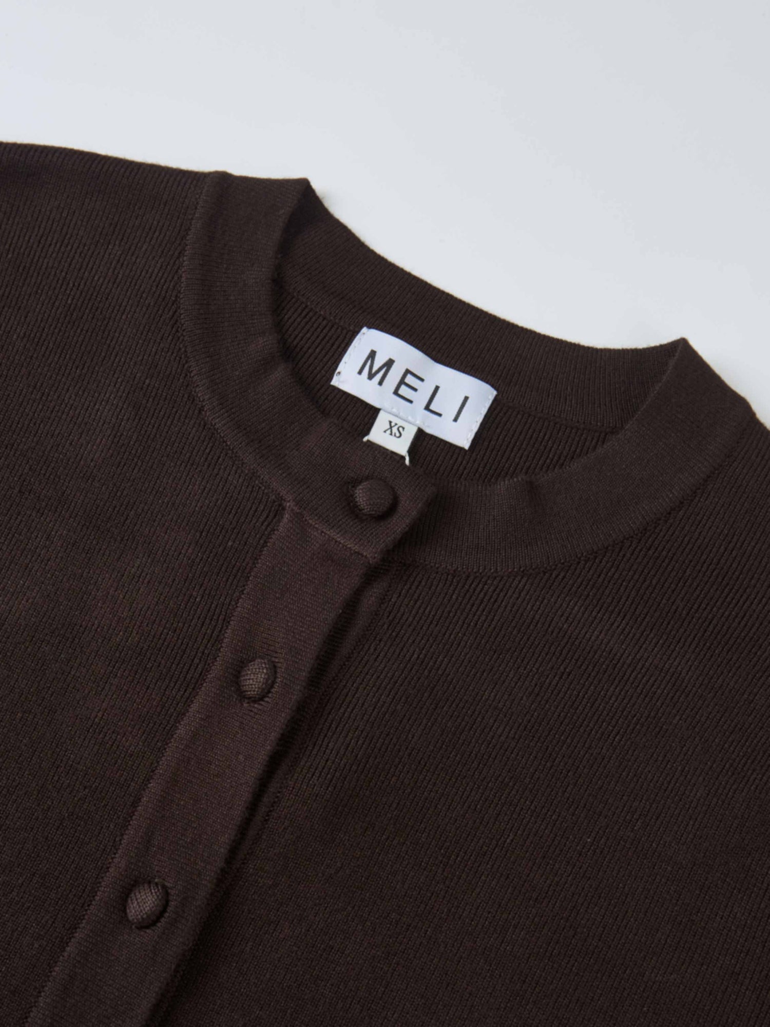 Basic Crew Knit Cardigan 17" - Brown