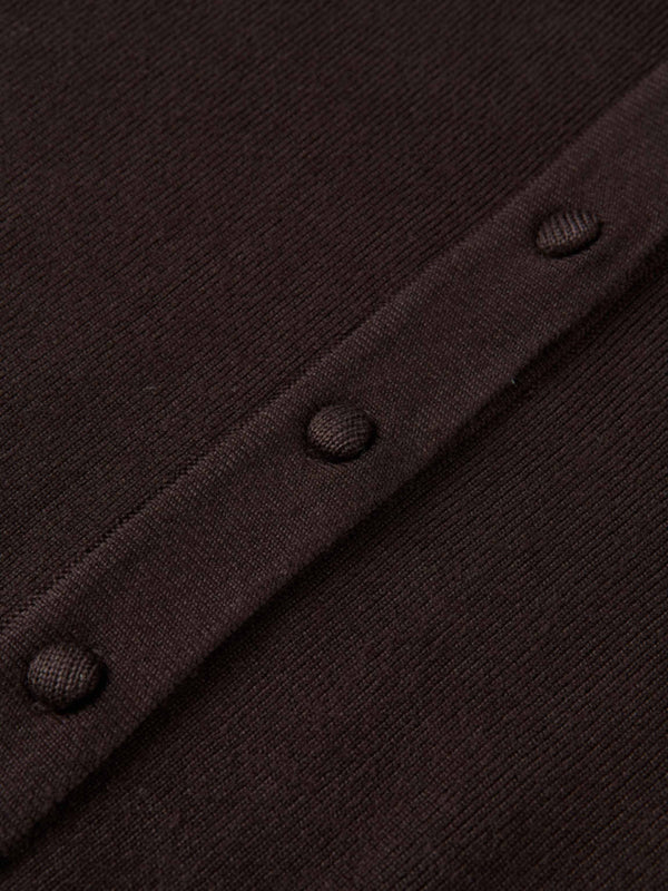 Basic Crew Knit Cardigan 17" - Brown