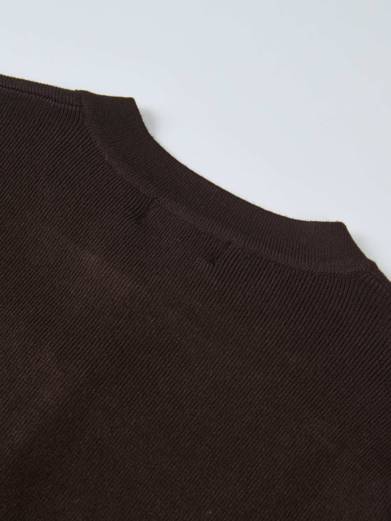 Basic Crew Knit Cardigan 17" - Brown