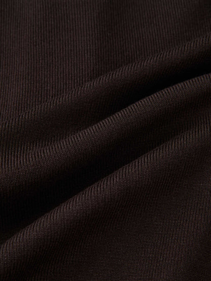 Basic Crew Knit Cardigan 17" - Brown