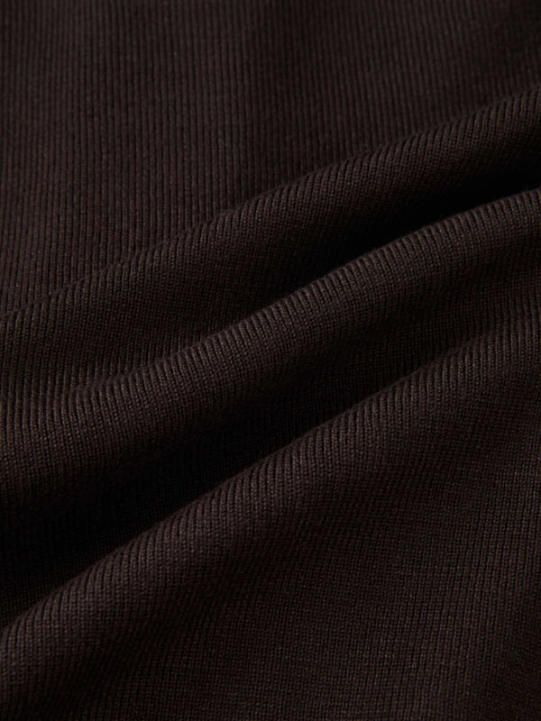 Basic Crew Knit Cardigan 17" - Brown
