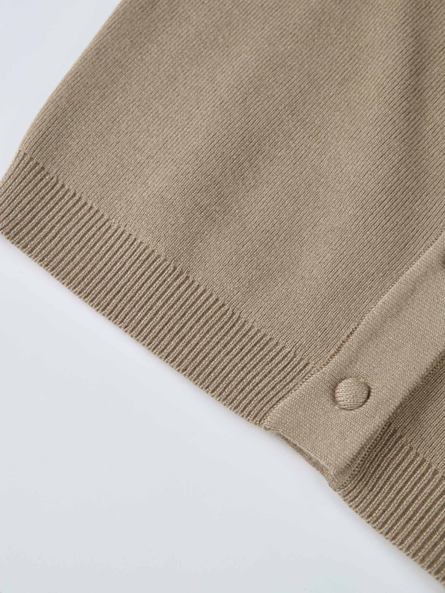 Basic Crew Knit Cardigan 17" - Warm Taupe