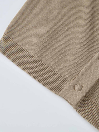 Basic Crew Knit Cardigan 17" - Warm Taupe