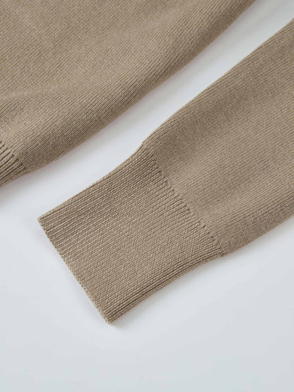 Basic Crew Knit Cardigan 17" - Warm Taupe
