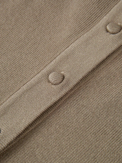 Basic Crew Knit Cardigan 17" - Warm Taupe