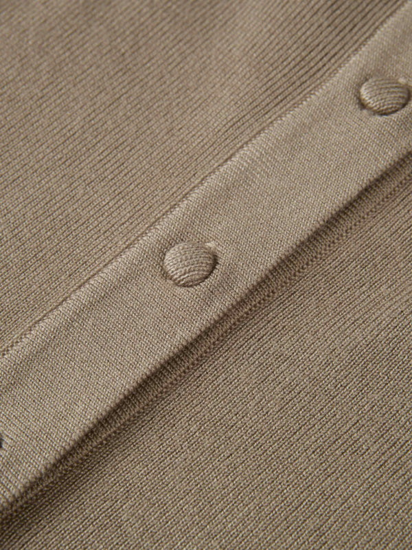 Basic Crew Knit Cardigan 17" - Warm Taupe