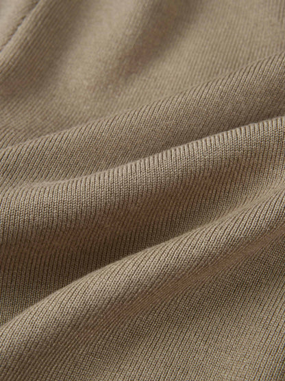 Basic Crew Knit Cardigan 17" - Warm Taupe