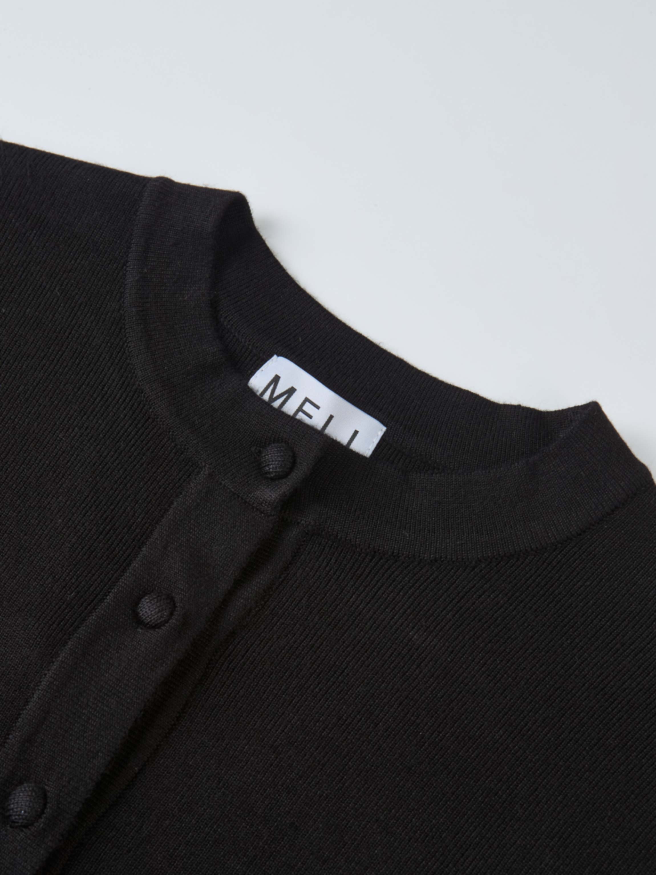 Basic Crew Knit Cardigan 17" - Black