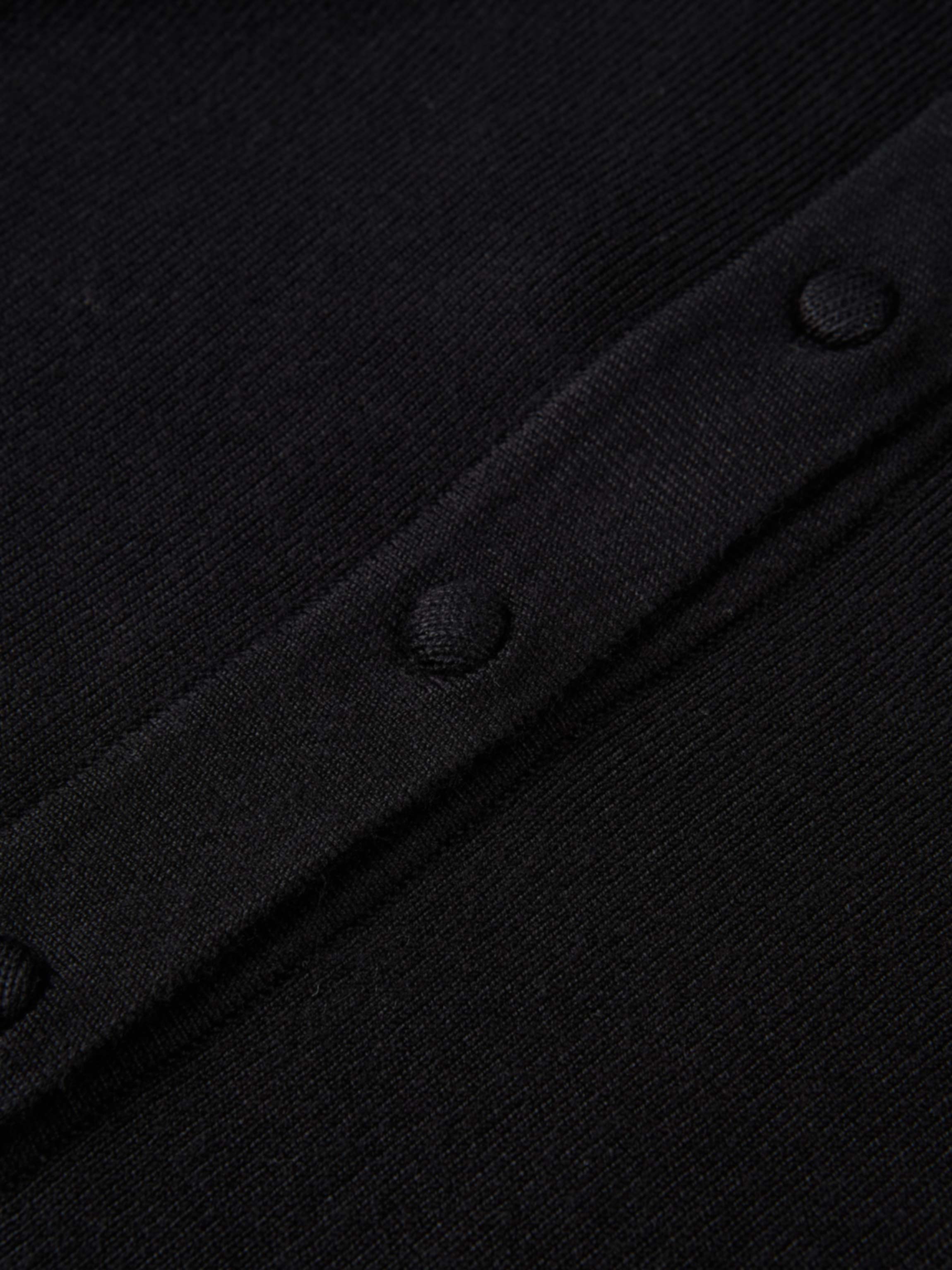 Basic Crew Knit Cardigan 17" - Black