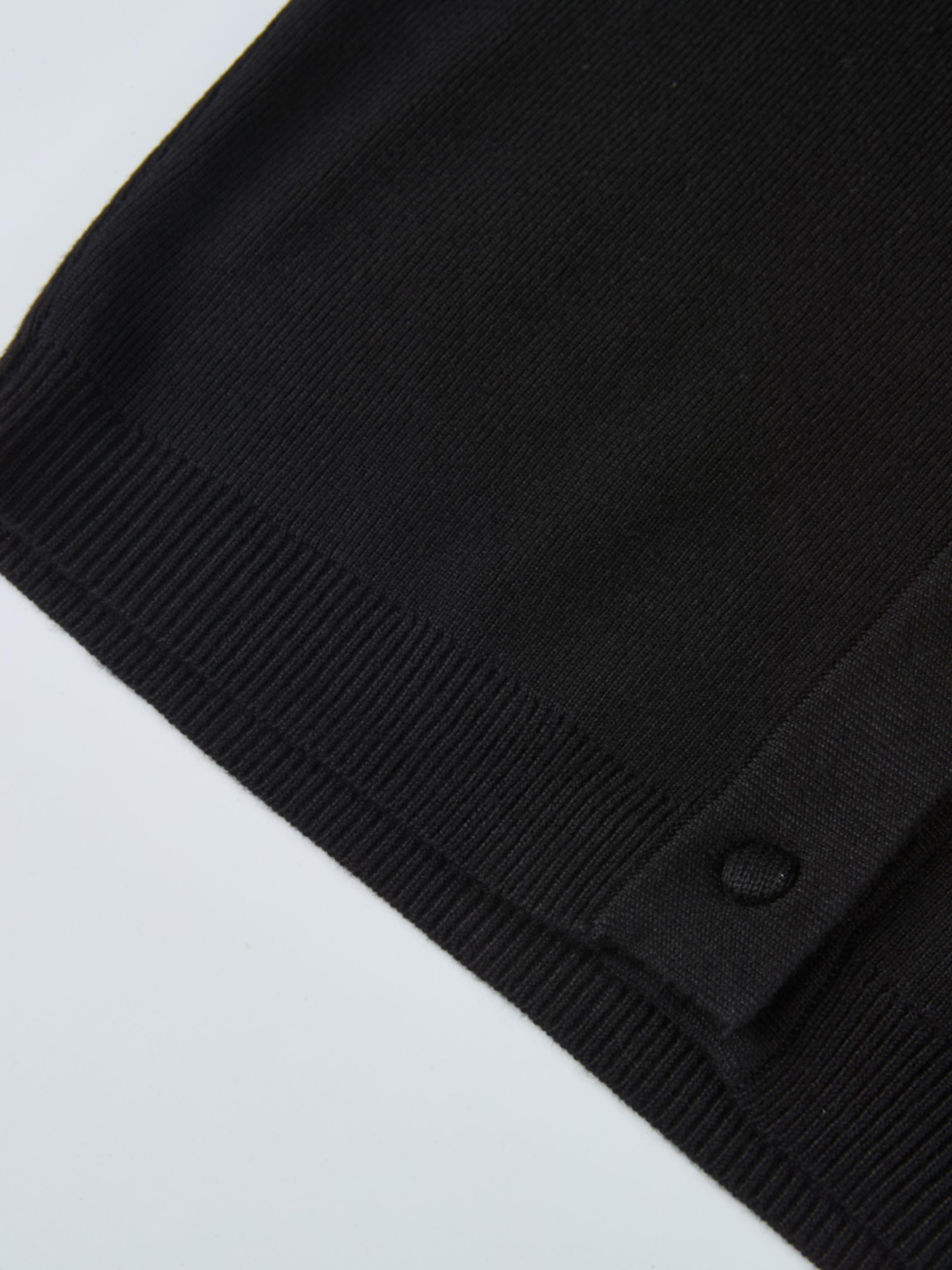 Basic Crew Knit Cardigan 17" - Black