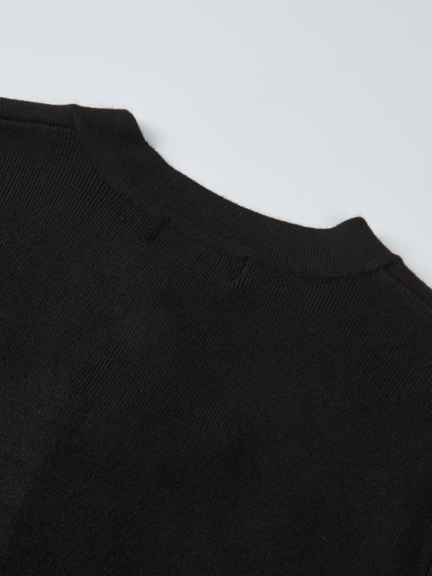 Basic Crew Knit Cardigan 17" - Black