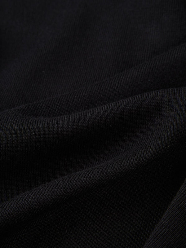 Basic Crew Knit Cardigan 17" - Black