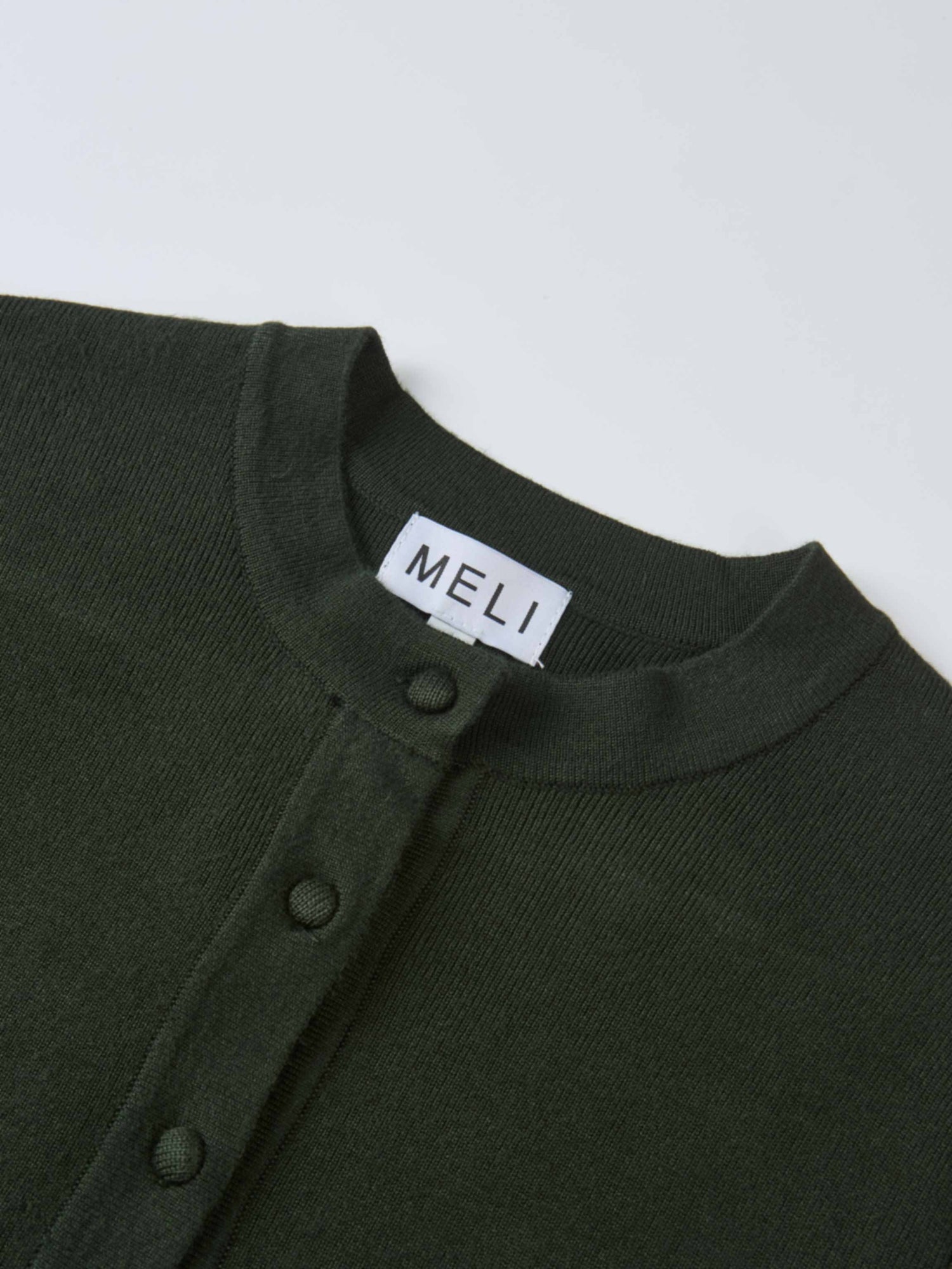 Basic Crew Knit Cardigan 17"- Green