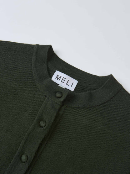 Basic Crew Knit Cardigan 17"- Green