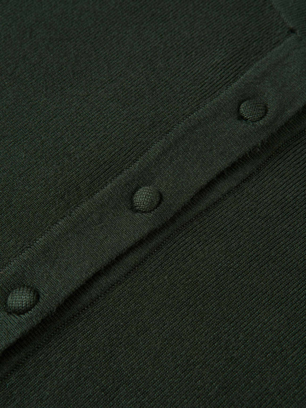 Basic Crew Knit Cardigan 17"- Green