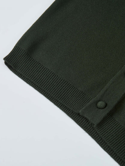 Basic Crew Knit Cardigan 17"- Green