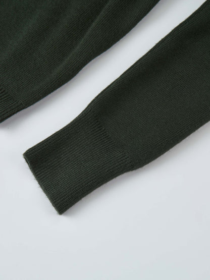 Basic Crew Knit Cardigan 17"- Green