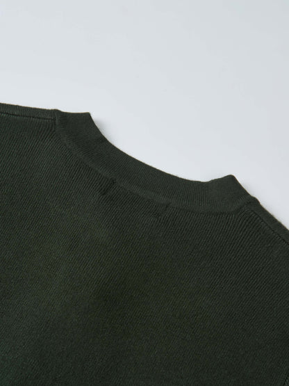Basic Crew Knit Cardigan 17"- Green