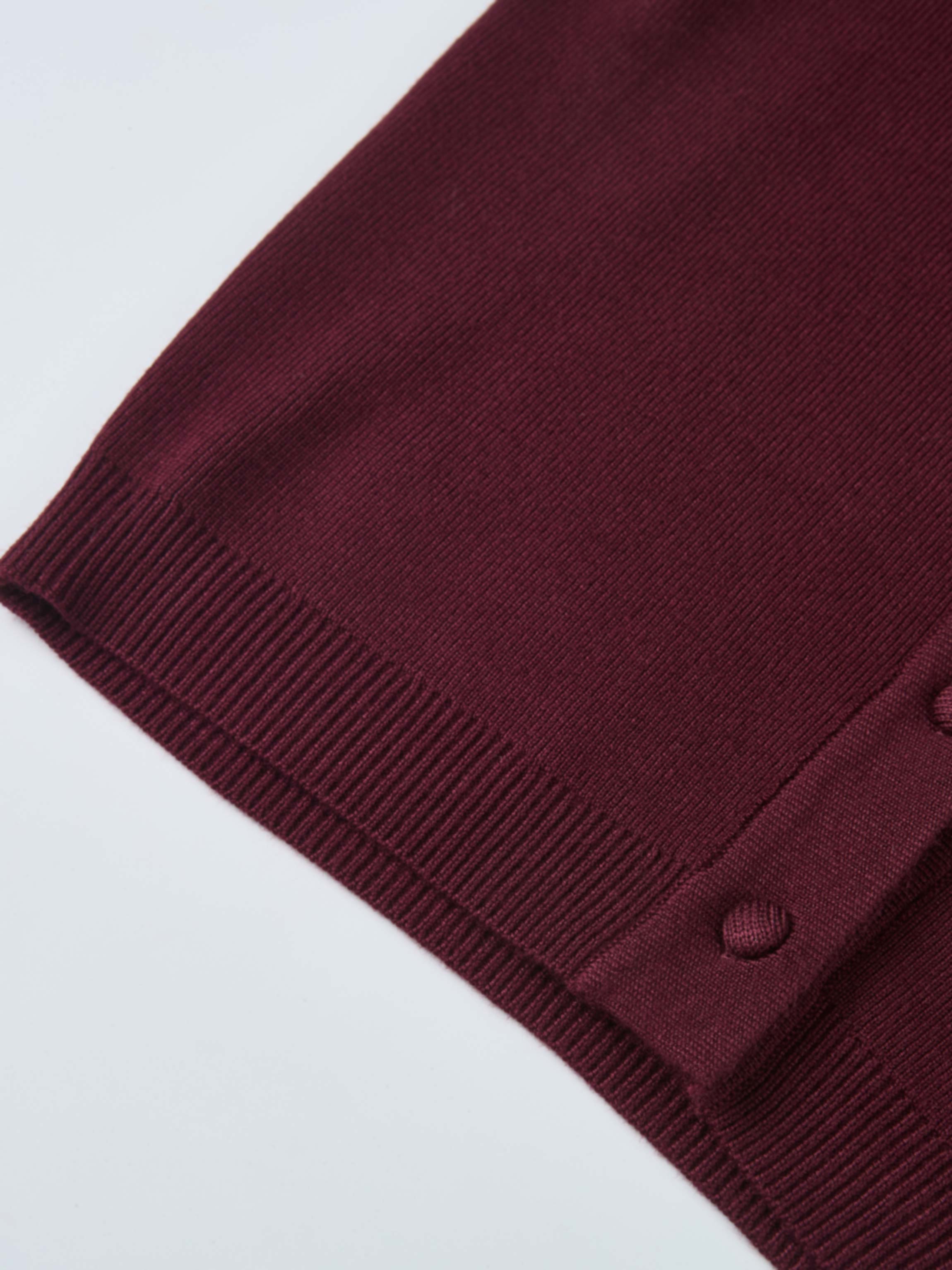 Basic Crew Knit Cardigan 17"- Burgundy