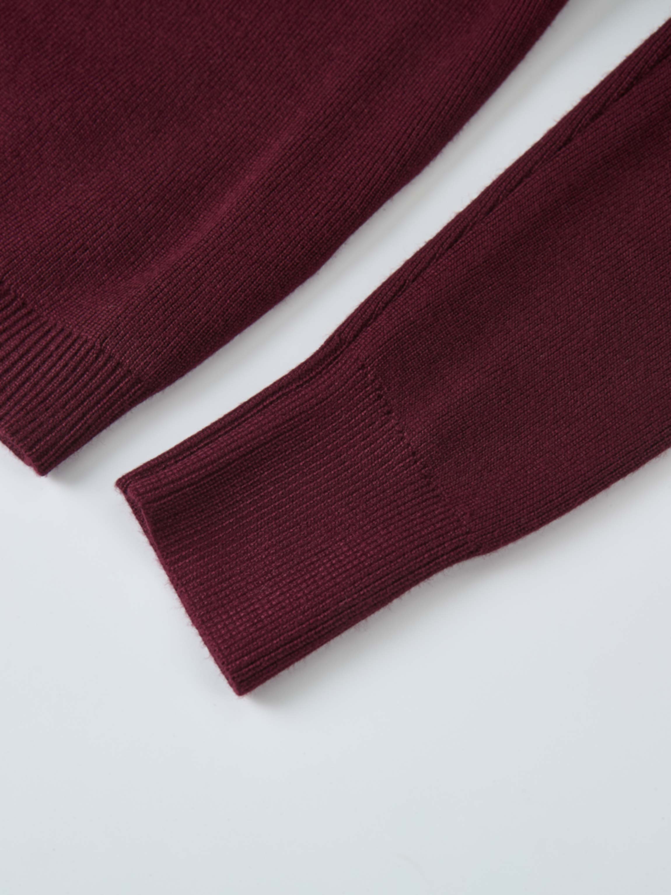 Basic Crew Knit Cardigan 17"- Burgundy