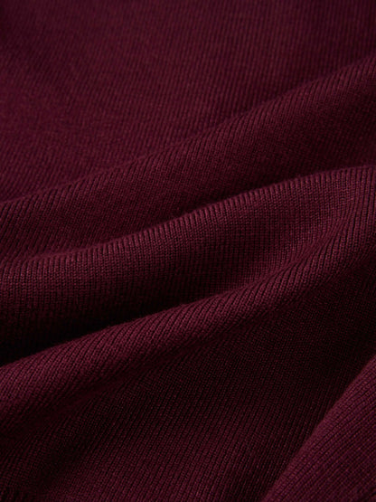 Basic Crew Knit Cardigan 17"- Burgundy